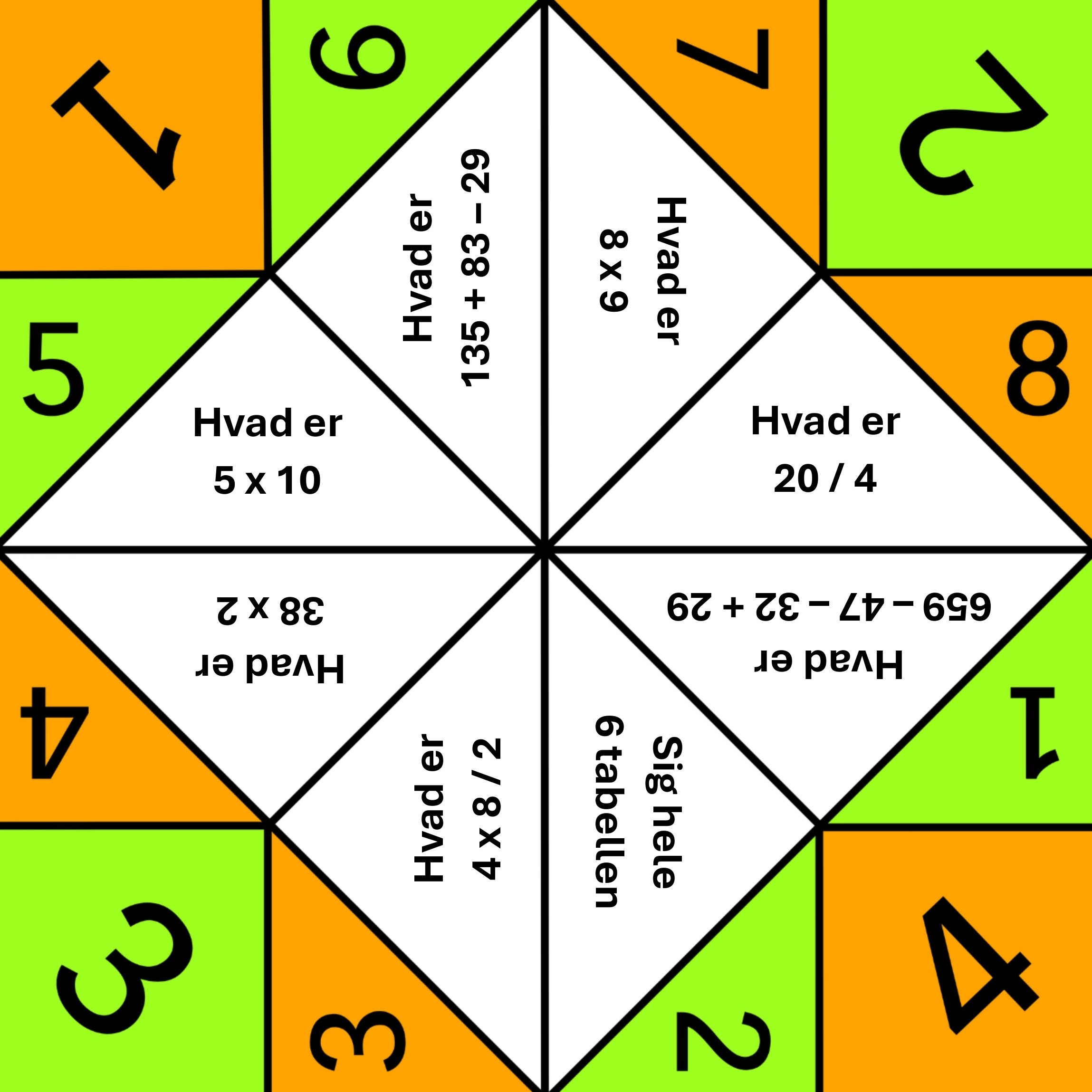 Flip flapper skabelon matematik